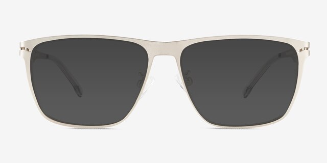 Geoff Matte Silver MetalSunglass Frames from EyeBuyDirect, Front View