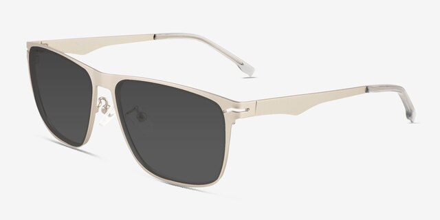 Geoff Matte Silver MetalSunglass Frames from EyeBuyDirect, Angle View