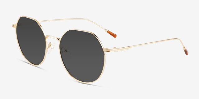 Steve Matte Gold MetalSunglass Frames from EyeBuyDirect, Angle View