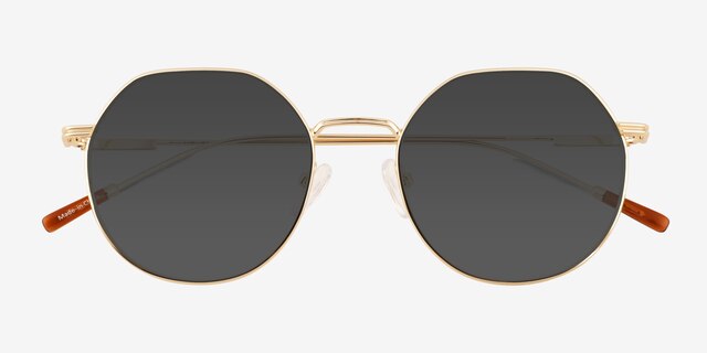 Steve Matte Gold MetalSunglass Frames from EyeBuyDirect, Closed View