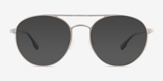 Coupe Matte Silver Aluminium-alloySunglass Frames from EyeBuyDirect, Front View