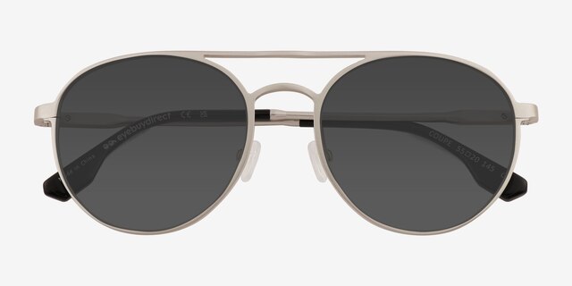 Coupe Matte Silver Aluminium-alloySunglass Frames from EyeBuyDirect, Closed View