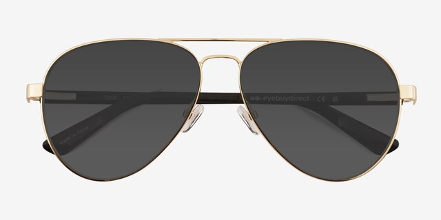 Tank Gold Carbon-fiberSunglass Frames from EyeBuyDirect, Closed View