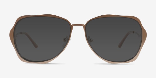 Teo Gradient Matte Brown MetalSunglass Frames from EyeBuyDirect, Front View