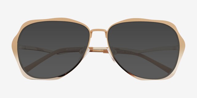 Teo Gradient Matte Brown MetalSunglass Frames from EyeBuyDirect, Closed View
