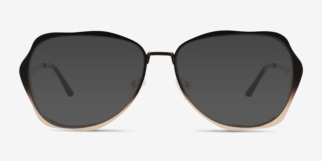 Teo Matte Black Brown MetalSunglass Frames from EyeBuyDirect, Front View