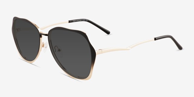 Teo Matte Black Brown MetalSunglass Frames from EyeBuyDirect, Angle View