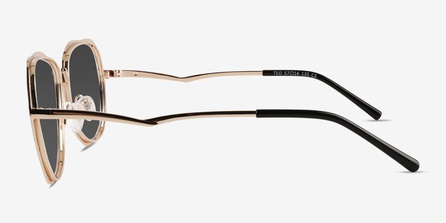 Teo Matte Black Brown MetalSunglass Frames from EyeBuyDirect, Side View