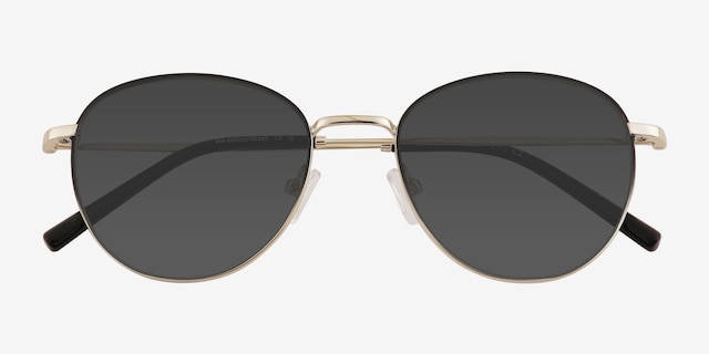 Aiden Gradient Black Gold MetalSunglass Frames from EyeBuyDirect, Closed View