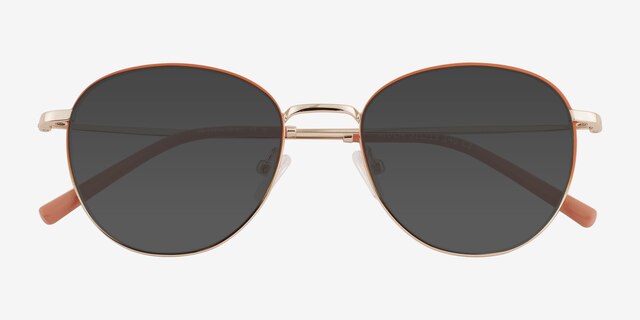 Aiden Gradient Orange Gold MetalSunglass Frames from EyeBuyDirect, Closed View