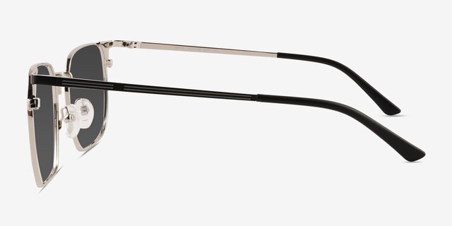 Grey Shiny Silver Black MetalSunglass Frames from EyeBuyDirect, Side View