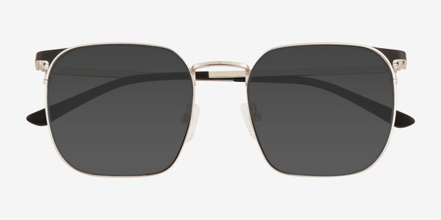 Grey Shiny Silver Black MetalSunglass Frames from EyeBuyDirect, Closed View