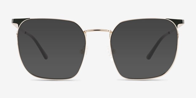 Grey Shiny Gold Green MetalSunglass Frames from EyeBuyDirect, Front View