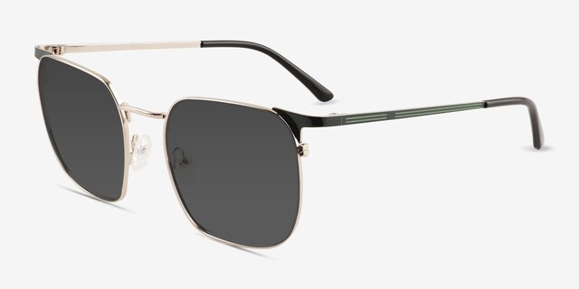 Grey Shiny Gold Green MetalSunglass Frames from EyeBuyDirect, Angle View