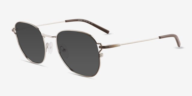 Dorian Gradient Brown Silver MetalSunglass Frames from EyeBuyDirect, Angle View