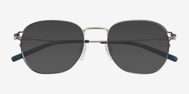Dorian Gradient Blue Silver MetalSunglass Frames from EyeBuyDirect, Closed View