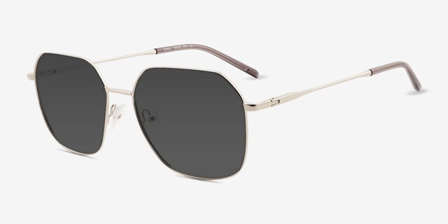 Borel Silver Eco-friendlySunglass Frames from EyeBuyDirect, Angle View
