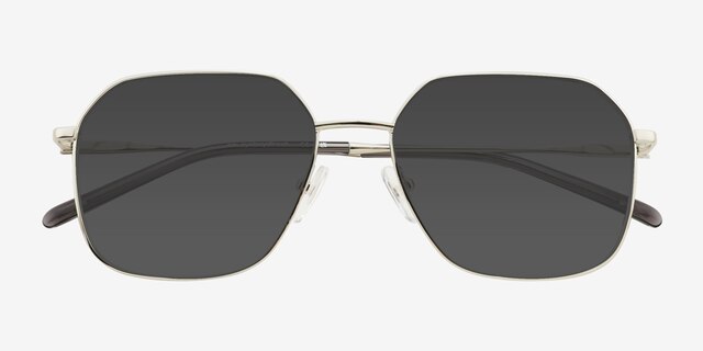 Borel Silver Eco-friendlySunglass Frames from EyeBuyDirect, Closed View