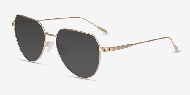 Riva Doré MétalSoleil de Lunette de vue d'EyeBuyDirect, Vue d'Angle