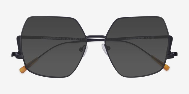 Cunningham Black MetalSunglass Frames from EyeBuyDirect, Closed View