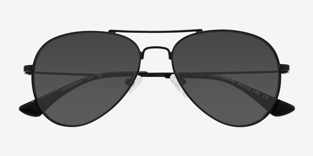 Good Vibrations Black MetalSunglass Frames from EyeBuyDirect, Closed View