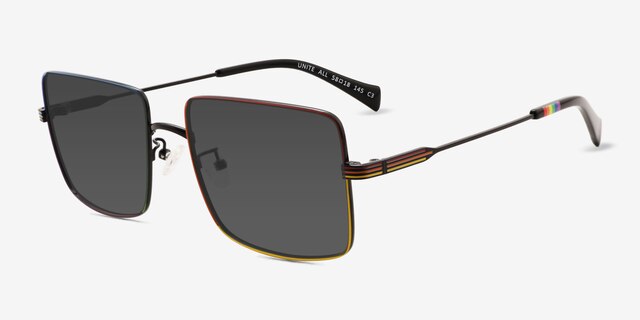 Unite All Rainbow Black MetalSunglass Frames from EyeBuyDirect, Angle View