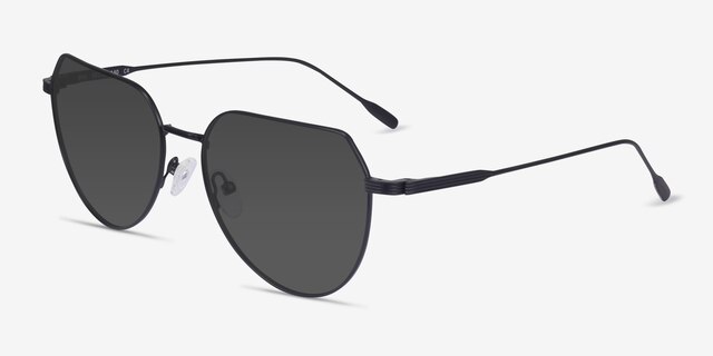 Riva Black MetalSunglass Frames from EyeBuyDirect, Angle View
