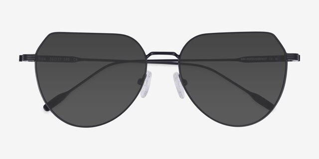 Riva Black MetalSunglass Frames from EyeBuyDirect, Closed View