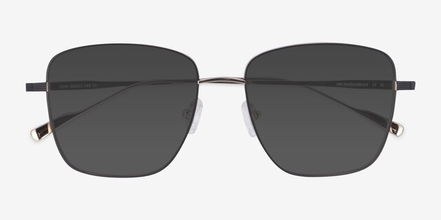 Soni Black TitaniumSunglass Frames from EyeBuyDirect, Closed View