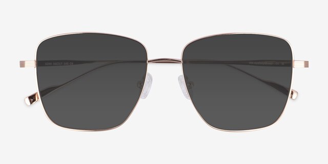 Soni Rose Gold TitaniumSunglass Frames from EyeBuyDirect, Closed View