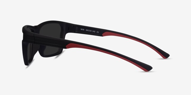 Win Black & Red PlasticSunglass Frames from EyeBuyDirect, Side View
