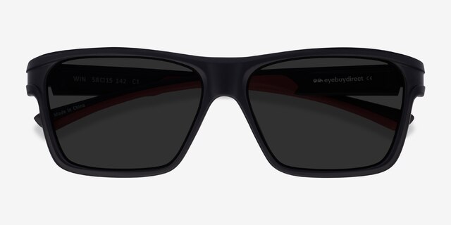 Win Black & Red PlasticSunglass Frames from EyeBuyDirect, Closed View