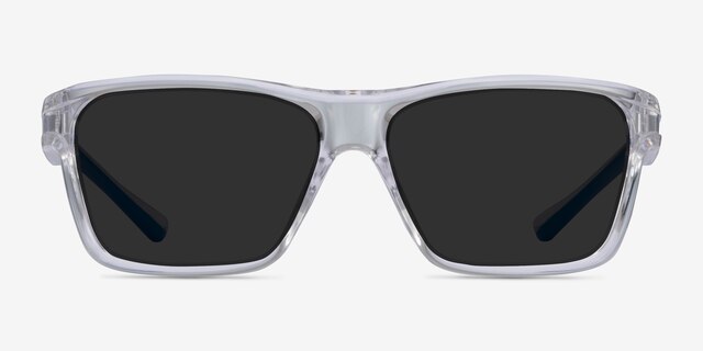 Win Clear & Blue PlasticSunglass Frames from EyeBuyDirect, Front View