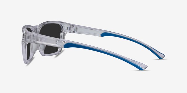 Win Clear & Blue PlasticSunglass Frames from EyeBuyDirect, Side View