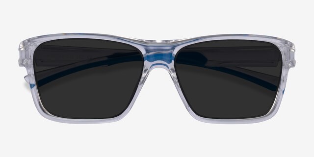 Win Clear & Blue PlasticSunglass Frames from EyeBuyDirect, Closed View