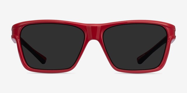 Win Red & Black PlasticSunglass Frames from EyeBuyDirect, Front View
