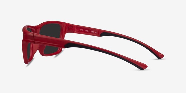 Win Red & Black PlasticSunglass Frames from EyeBuyDirect, Side View