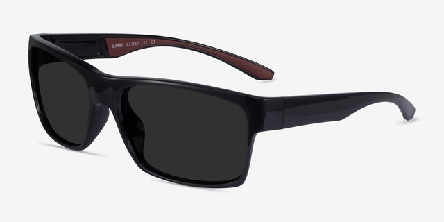 Game Black PlasticSunglass Frames from EyeBuyDirect, Angle View