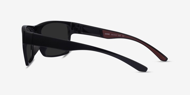 Game Black PlasticSunglass Frames from EyeBuyDirect, Side View