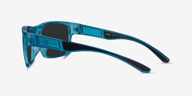 Game Blue PlasticSunglass Frames from EyeBuyDirect, Side View