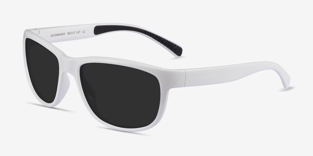 Determined White PlasticSunglass Frames from EyeBuyDirect, Angle View