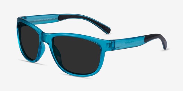 Determined Blue PlasticSunglass Frames from EyeBuyDirect, Angle View