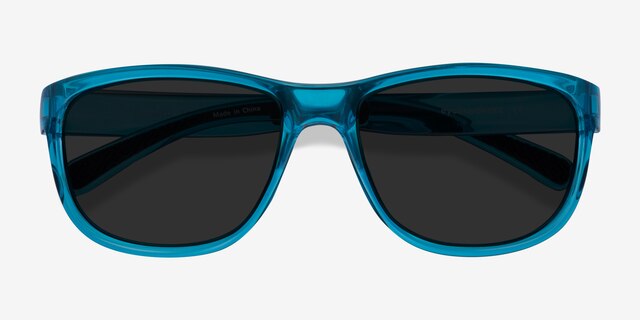 Determined Blue PlasticSunglass Frames from EyeBuyDirect, Closed View