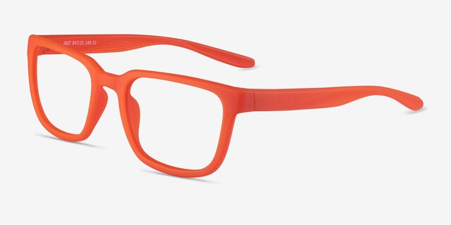 Fast Matte Orange PlastiqueMontures de lunettes de vue d'EyeBuyDirect, Vue d'Angle