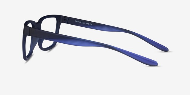 Fast Matte Blue PlasticEyeglass Frames from EyeBuyDirect, Side View