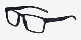 First Noir Plastique Montures de lunettes de vue d'EyeBuyDirect, Vue d'Angle