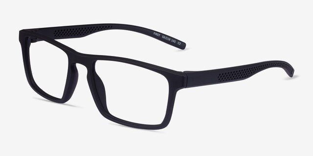 First Black PlasticEyeglass Frames from EyeBuyDirect, Angle View