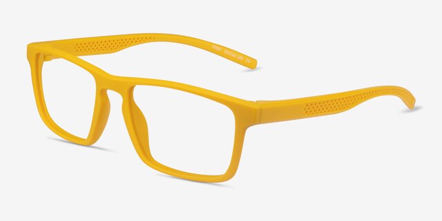First Yellow PlasticEyeglass Frames from EyeBuyDirect, Angle View