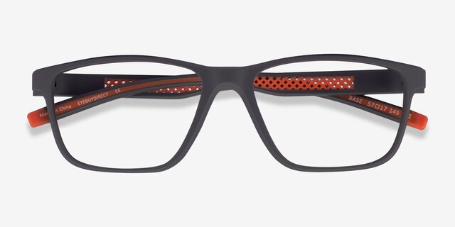 Base Gray Orange PlasticEyeglass Frames from EyeBuyDirect, Closed View