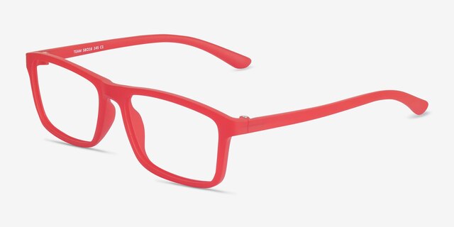 Team Matte Red PlastiqueMontures de lunettes de vue d'EyeBuyDirect, Vue d'Angle